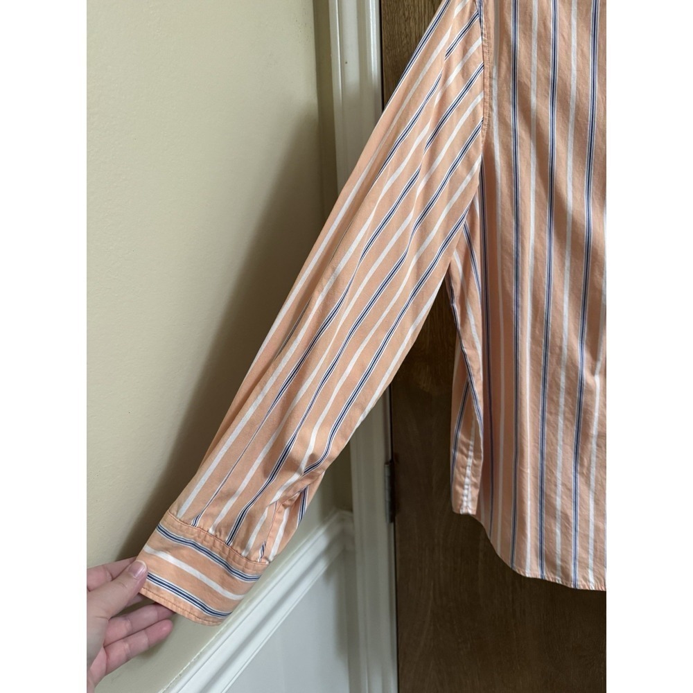Ralph Lauren Womens Stripped Button Down Dress Shirt Size L Monogram Orange Blue - Picture 5 of 7